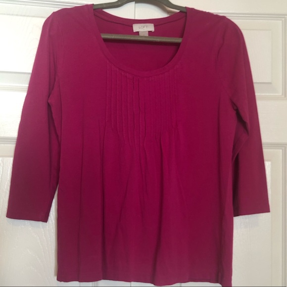 ANN TAYLOR LOFT Medium smock T-shirt Top Pink full - Picture 2 of 5